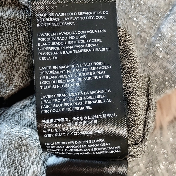 BeBe Cold Shoulder Sweater Silver Sparkle XS 3/4 Sleeve Decorated W ith Zippers - Picture 3 of 8